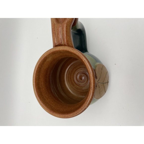 CLAYTON Pottery Coffee Cup Mug Leaf Pattern Thumb Print Handle - Picture 4 of 8